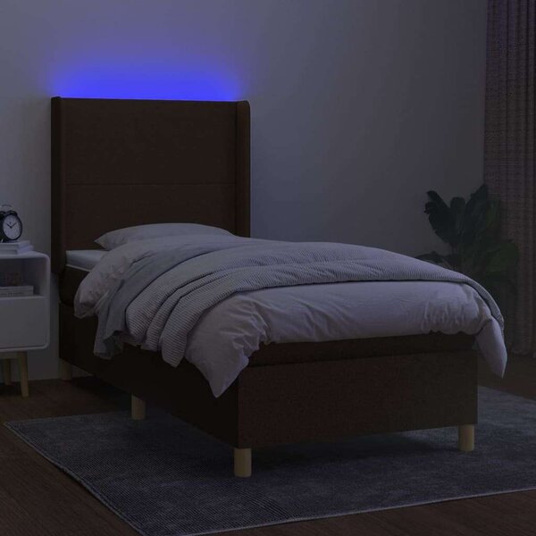VidaXL Ágy - Barna Szövet - 100x200 cm - LED-es Fejtámlával