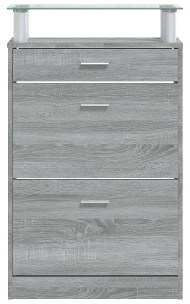 VidaXL Cipősszekrény - 3 Fiókos - Szürke Sonoma - 63x24x104 cm