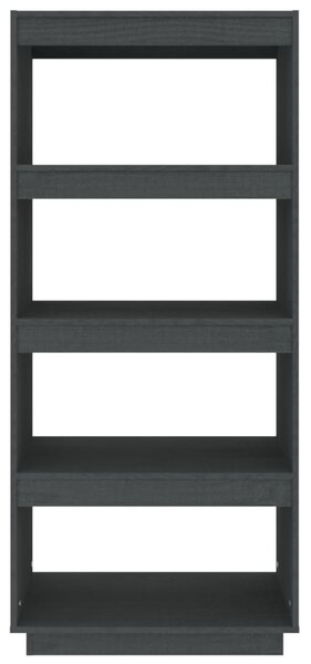 Szürke tömör fenyőfa könyvszekrény/térelválasztó 60x35x135 cm