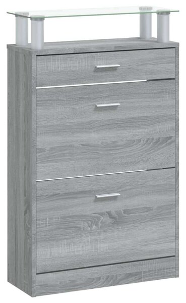 VidaXL Cipősszekrény - 3 Fiókos - Szürke Sonoma - 63x24x104 cm