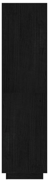 Fekete tömör fenyőfa könyvszekrény/térelválasztó 60x35x135 cm