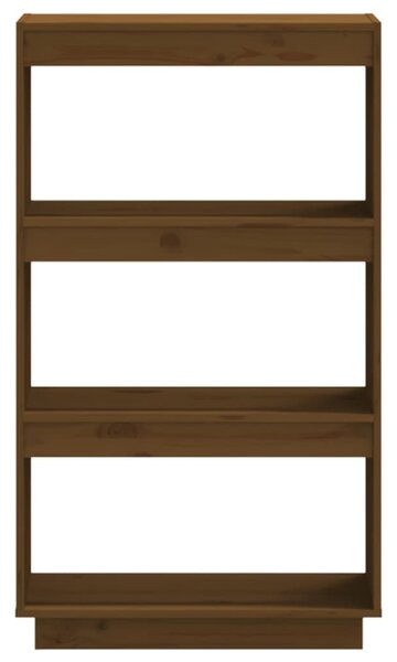 Mézbarna tömör fenyőfa könyvszekrény/térelválasztó 60x35x103 cm