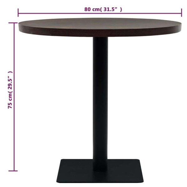 VidaXL kerek, sötét hamuszínű MDF/acél bisztró asztal 80 x 75 cm
