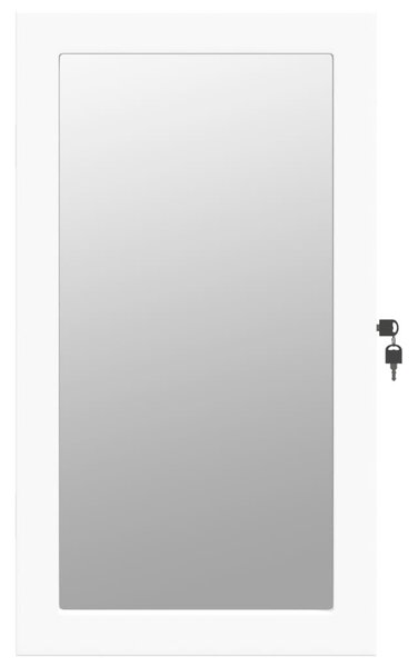 Fehér falra szerelhető tükrös ékszerszekrény LED fényekkel