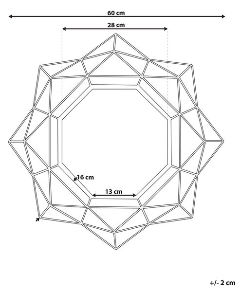 Falitükör HILLION 60 cm 60 cm Fém Arany