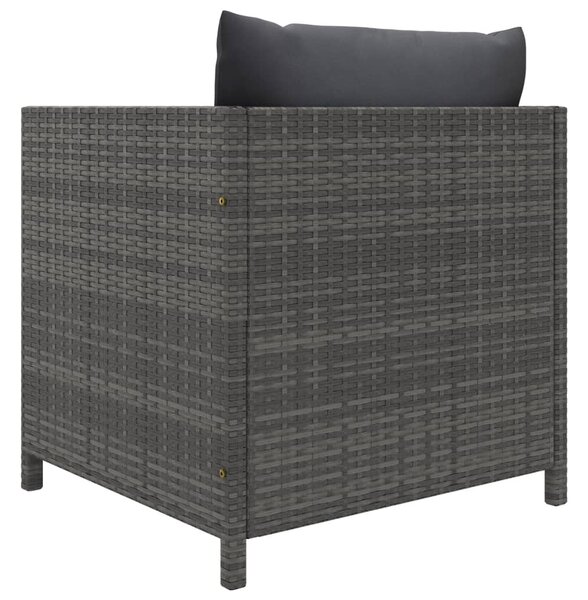 Szürke polyrattan kerti kanapé párnákkal