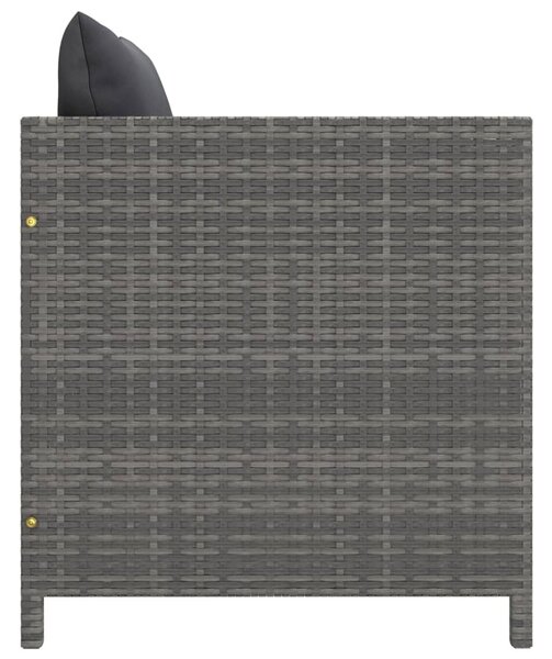 Szürke polyrattan kerti kanapé párnákkal