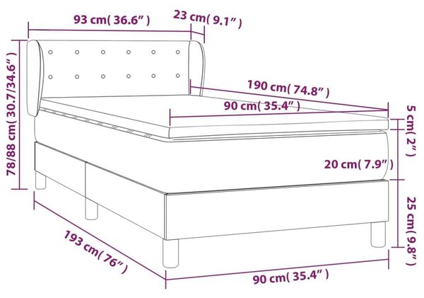 VidaXL fekete műbőr rugós ágy matraccal 90x190 cm