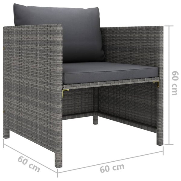 Szürke polyrattan kerti kanapé párnákkal