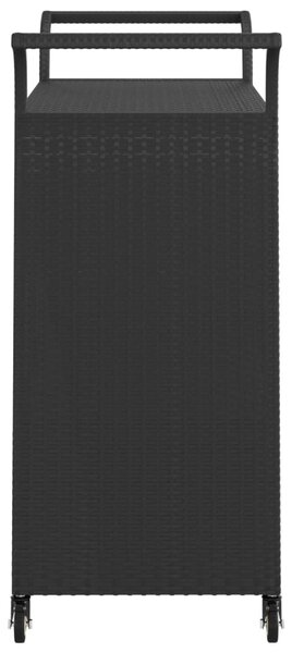 Fekete polyrattan bárkocsi fiókkal 100 x 45 x 97 cm