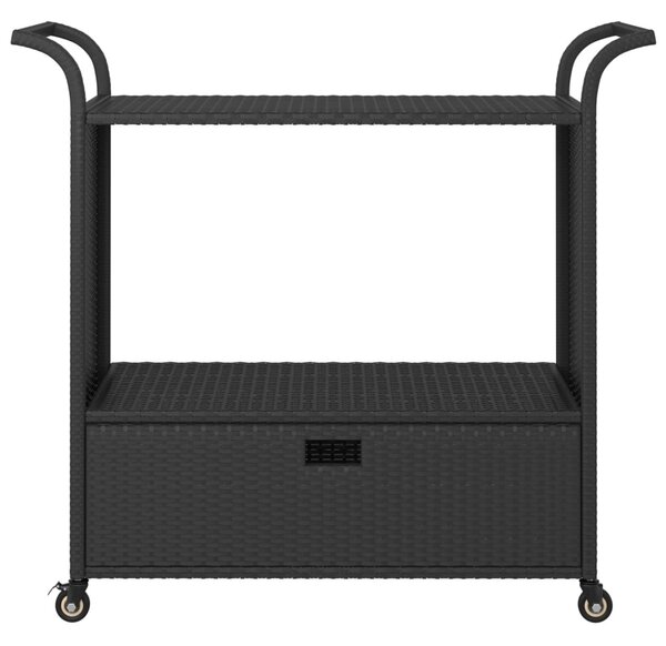 Fekete polyrattan bárkocsi fiókkal 100 x 45 x 97 cm