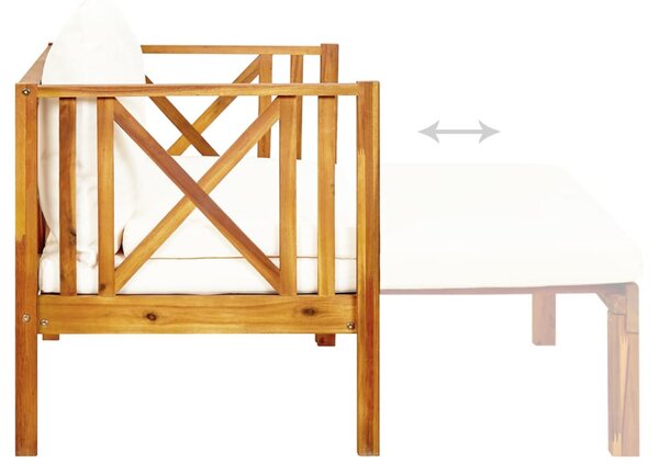 Kétszemélyes tömör akácfa kerti pad párnákkal 122 cm