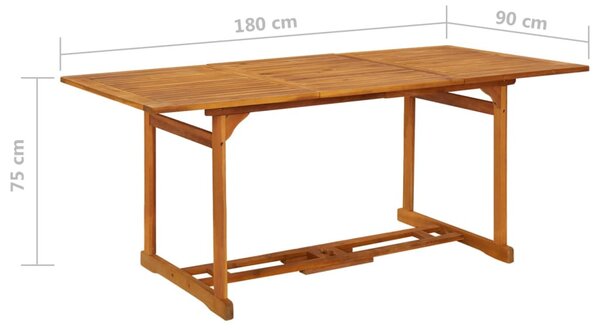 Tömör akácfa kerti étkezőasztal 180 x 90 x 75 cm