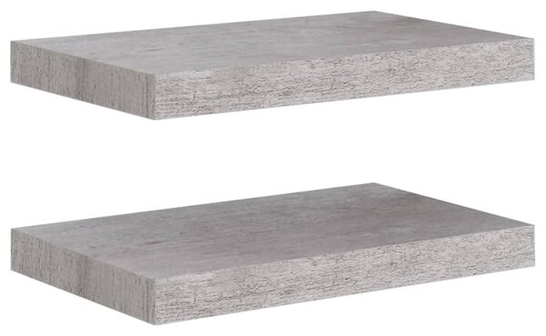 2 db betonszürke MDF lebegő fali polc 40 x 23 x 3,8 cm