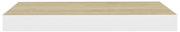 2 db tölgyszínű és fehér MDF lebegő fali polc 40 x 23 x 3,8 cm