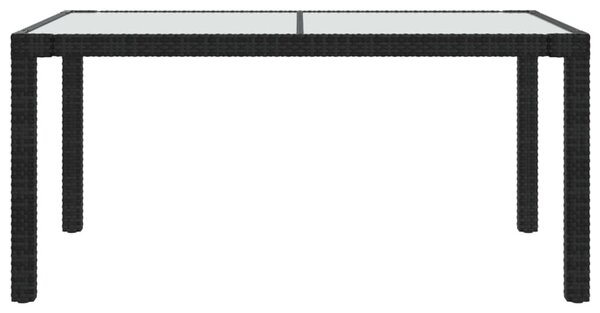 Fekete polyrattan és edzett üveg kerti asztal 150 x 90 x 75 cm