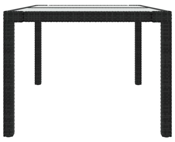 Fekete polyrattan és edzett üveg kerti asztal 150 x 90 x 75 cm