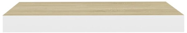 Tölgyszínű és fehér MDF lebegő fali polc 50 x 23 x 3,8 cm