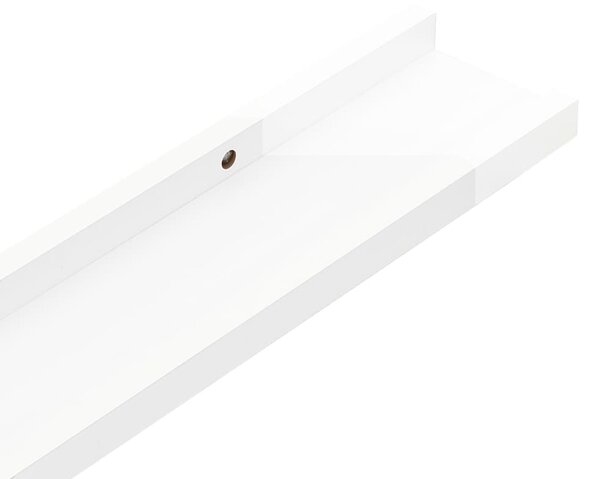 2 db magasfényű fehér fali polc 115 x 9 x 3 cm