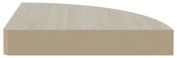 Tölgyszínű és fehér MDF fali sarokpolc 25 x 25 x 3,8 cm