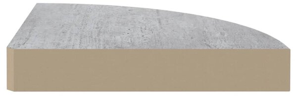 Betonszürke MDF fali sarokpolc 25 x 25 x 3,8 cm
