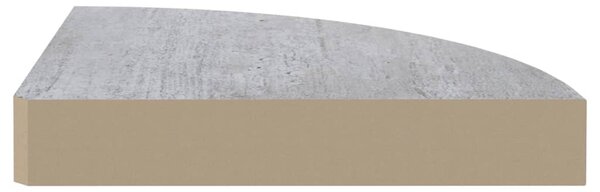 2 db betonszürke MDF fali sarokpolc 25 x 25 x 3,8 cm