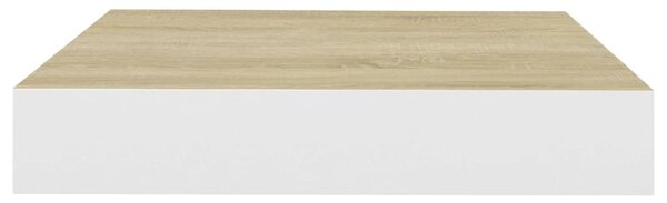 Tölgyszínű és fehér MDF lebegő fali polc 23 x 23,5 x 3,8 cm