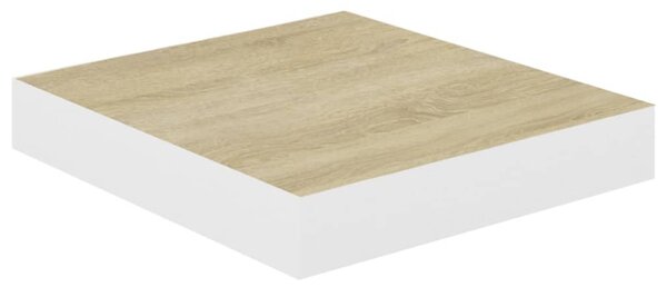 Tölgyszínű és fehér MDF lebegő fali polc 23 x 23,5 x 3,8 cm