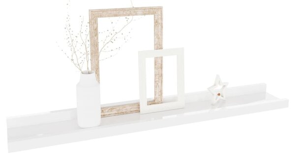 2 db magasfényű fehér fali polc 60 x 9 x 3 cm