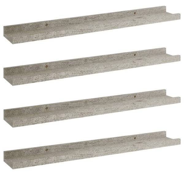 4 db betonszürke fali polc 60 x 9 x 3 cm
