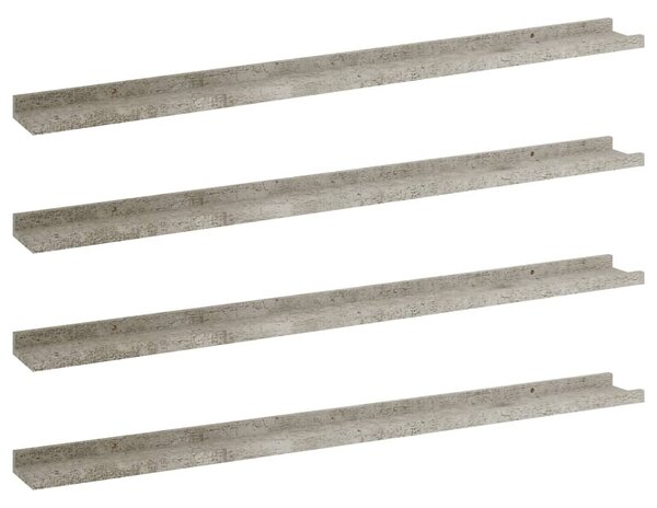 4 db betonszürke fali polc 100 x 9 x 3 cm