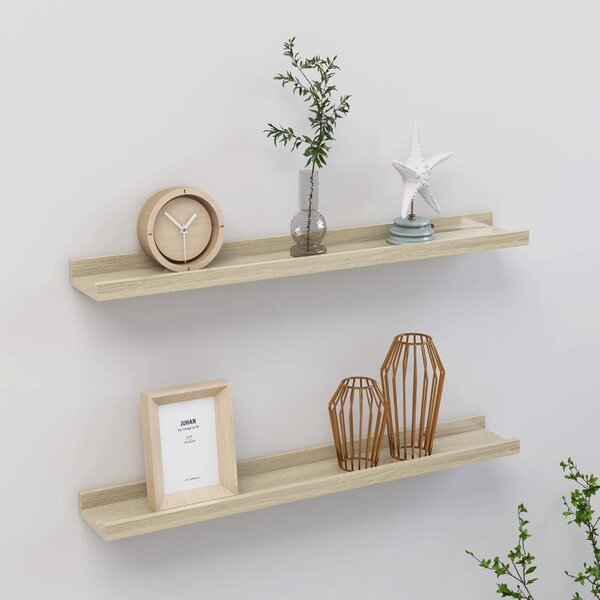 2 db sonoma tölgyfa fali polc 60 x 9 x 3 cm