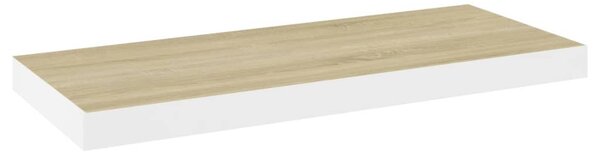 2 db tölgyszínű és fehér MDF lebegő fali polc 60x23,5x3,8 cm
