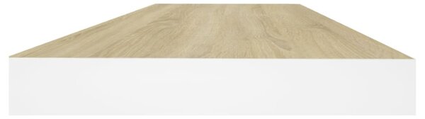 2 db tölgyszínű és fehér MDF lebegő fali polc 60x23,5x3,8 cm