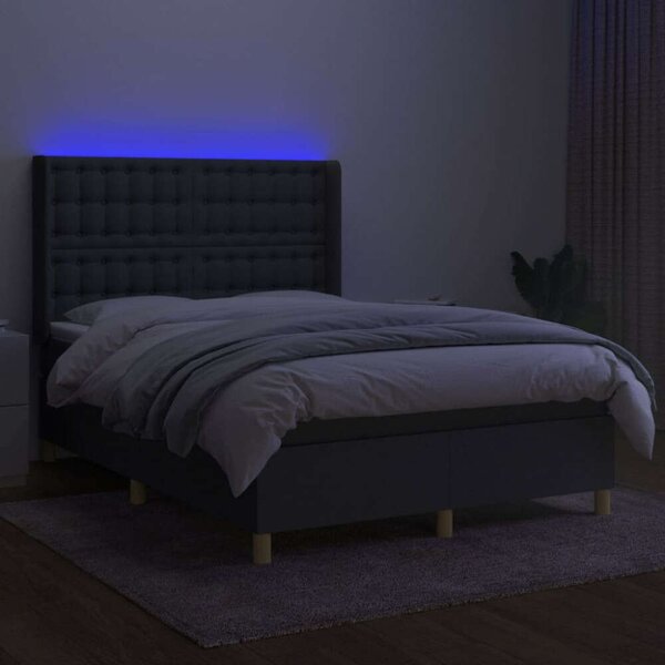 Ágy LED-del - Zsebrugós Matrac - Sötétszürke - 140x190 cm