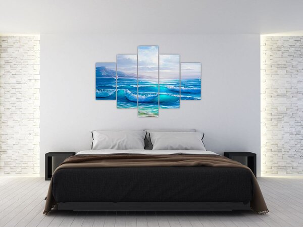 Kép - Olajfestmény a tengerről sirályokkal (150x105 cm)