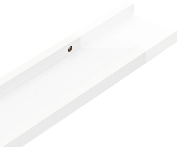 4 db magasfényű fehér fali polc 115 x 9 x 3 cm