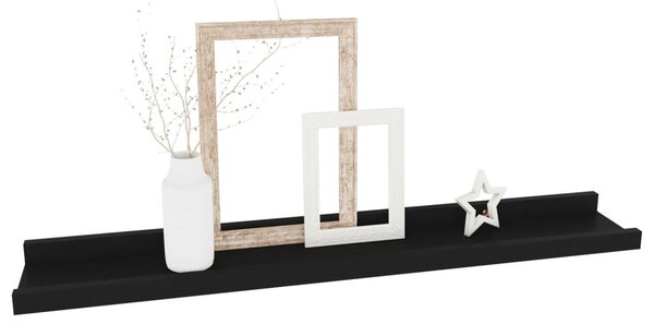 4 db fekete fali polc 60 x 9 x 3 cm