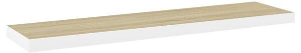 4 db fehér-tölgyszínű MDF lebegő fali polc 90 x 23,5 x 3,8 cm
