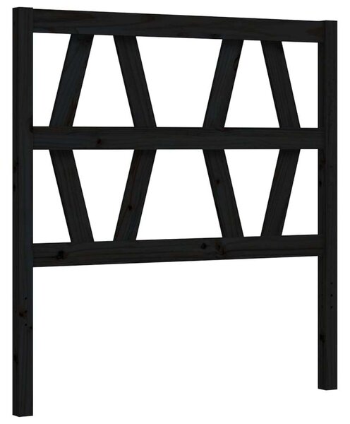 VIDAXL - Fekete Tömörfa Ágykeret - Fejtámlával - 75x190 cm