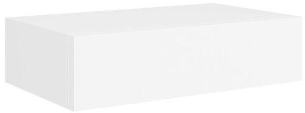 2 db fehér MDF falra szerelhető fiókos polc 40 x 23,5 x 10 cm