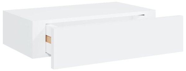 2 db fehér MDF falra szerelhető fiókos polc 40 x 23,5 x 10 cm