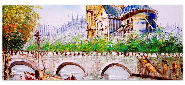 Kép - Olajfestmény a városról (120x50 cm)