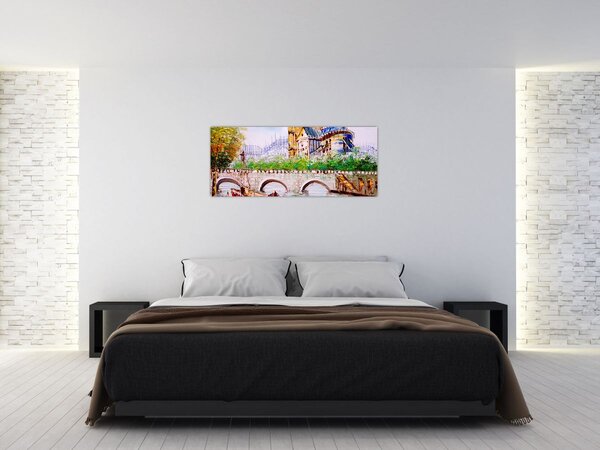Kép - Olajfestmény a városról (120x50 cm)