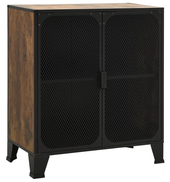 Rusztikus barna fém és MDF tárolószekrény 72 x 36 x 82 cm