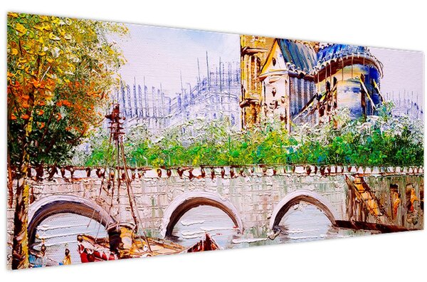 Kép - Olajfestmény a városról (120x50 cm)