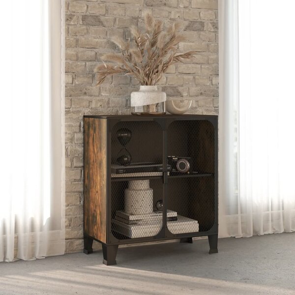 Rusztikus barna fém és MDF tárolószekrény 72 x 36 x 82 cm