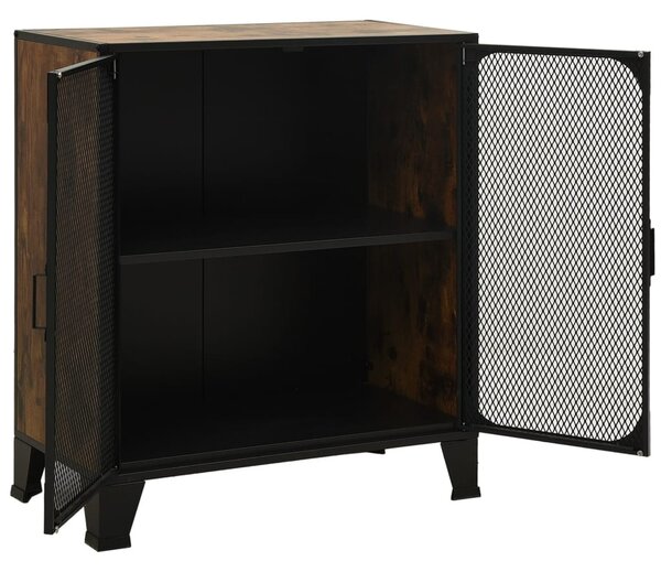 Rusztikus barna fém és MDF tárolószekrény 72 x 36 x 82 cm