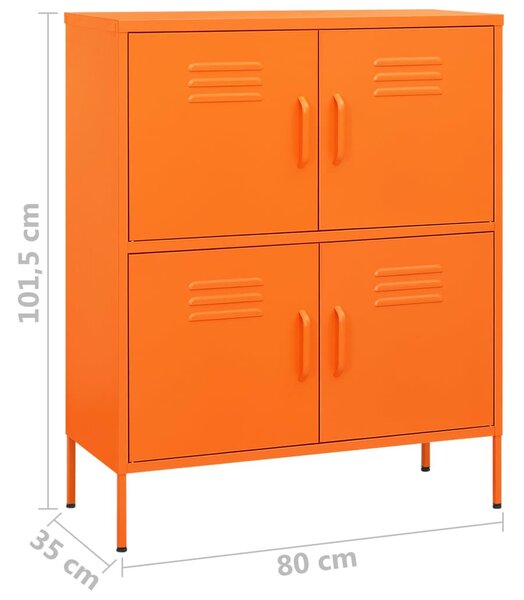 Narancssárga acél tárolószekrény 80 x 35 x 101,5 cm