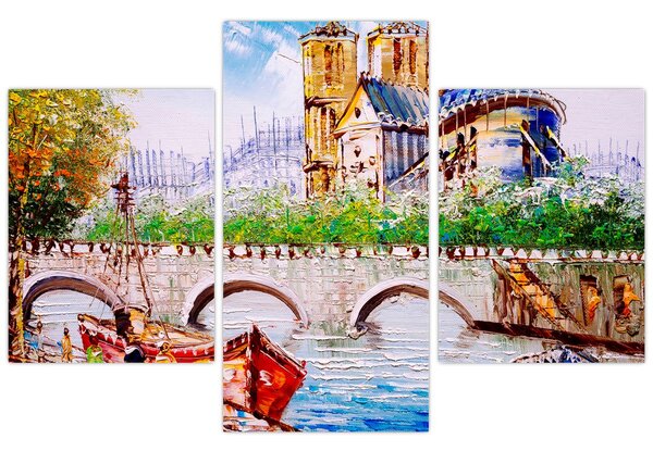 Kép - Olajfestmény a városról (90x60 cm)